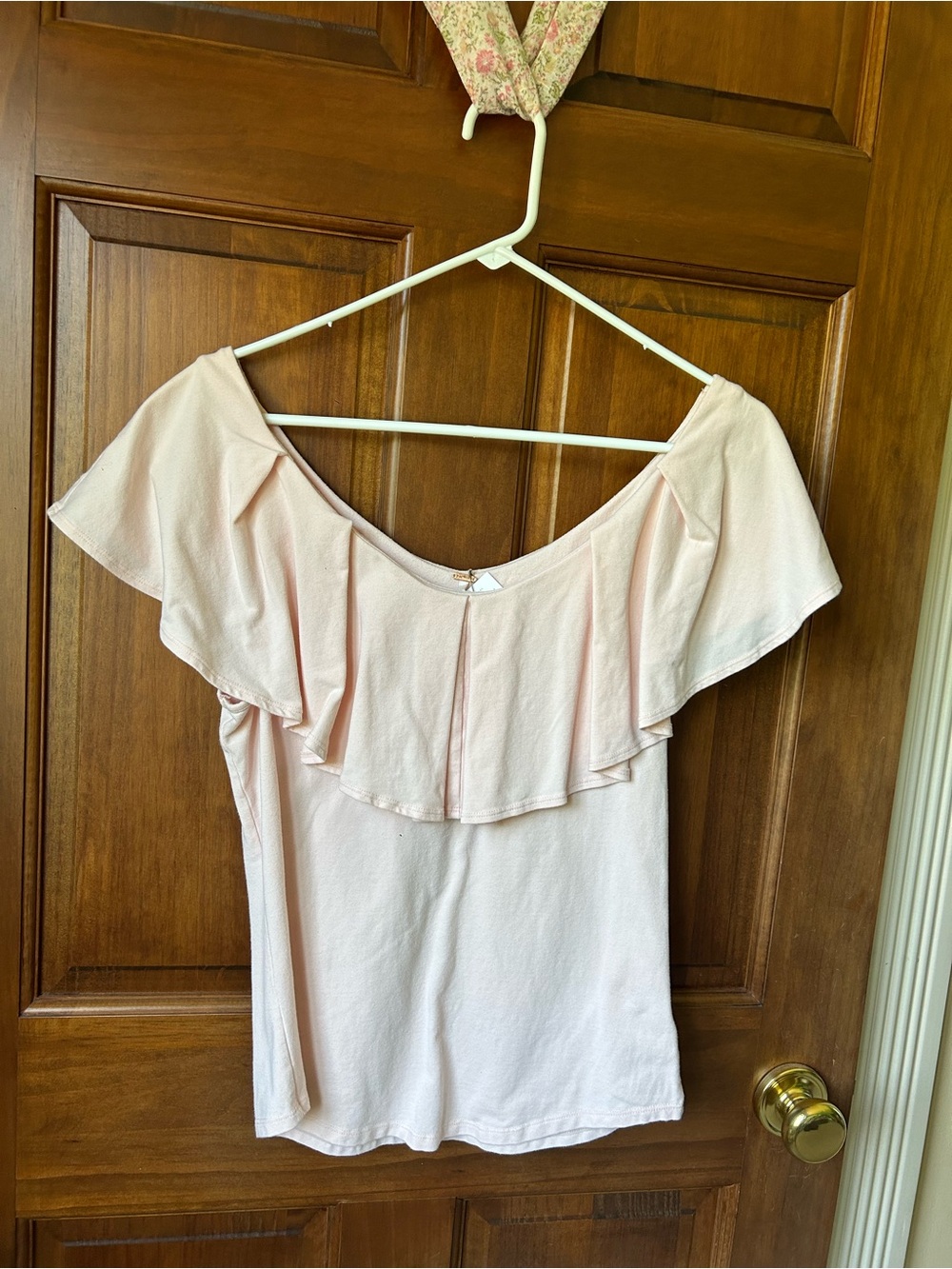 Free People Blush Off-Shoulder Ruffled Tunic